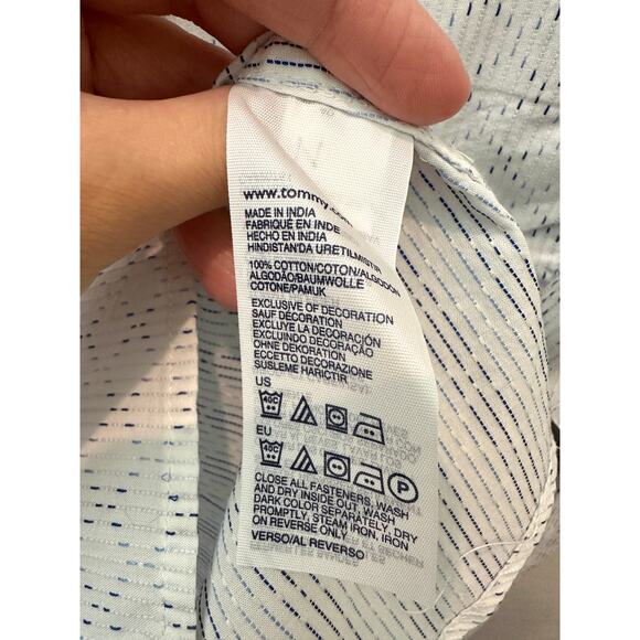 TOMMY HILFIGER White Button Down Shirt Stripe Back Detail Long Sleeve | Medium - Picture 8 of 8